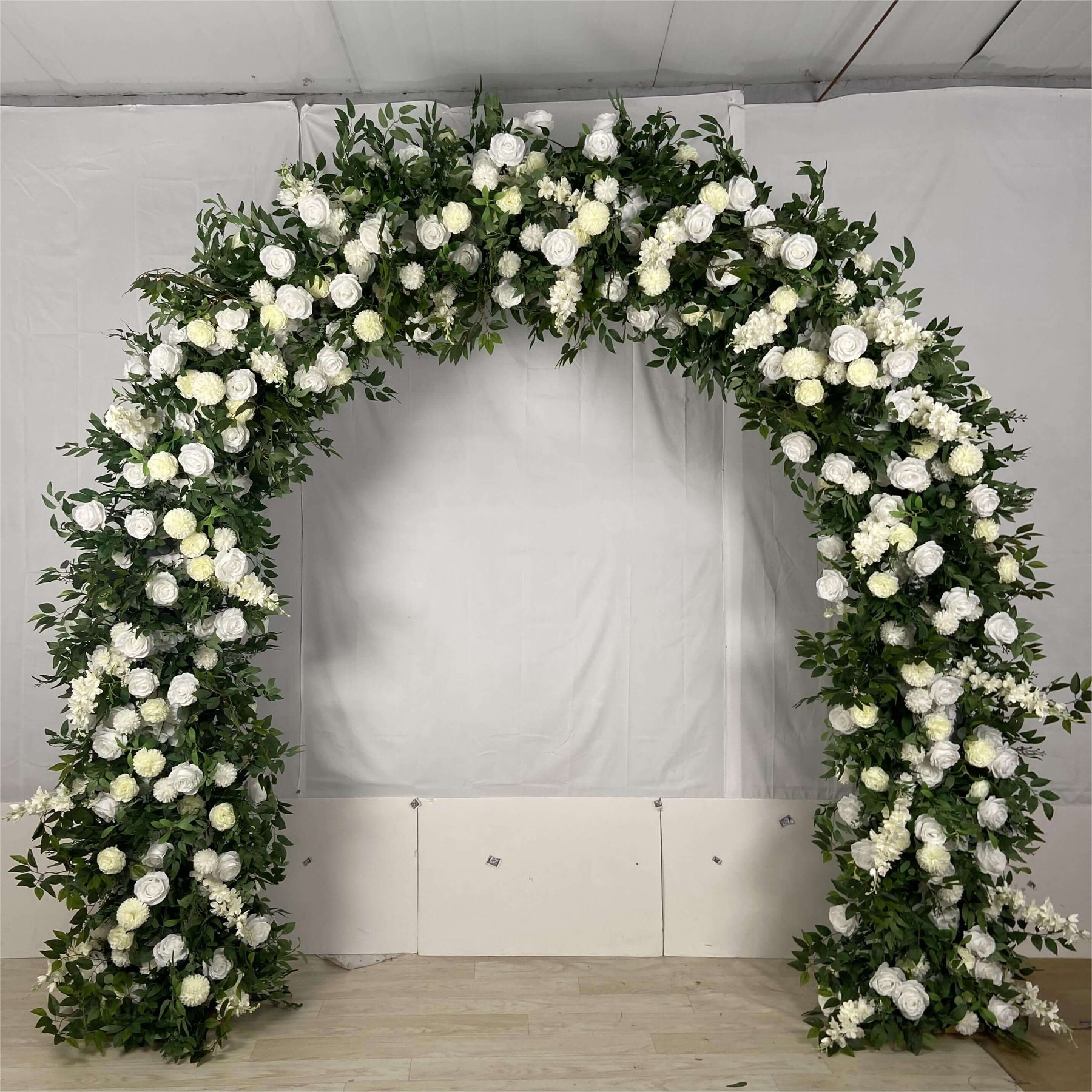 RoseyTime Artificial Floral Round Arch With Frame Fabric Back