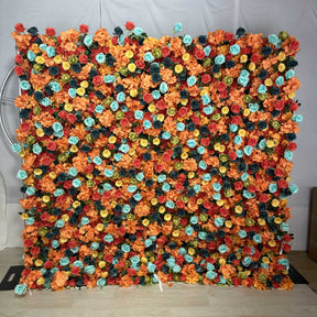 Roseytime 5D Orange Flower Wall Roll Up Fabric Back #RTW216