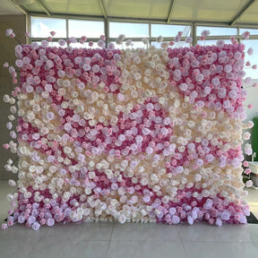 Roseytime 5D Pink Flower Wall Roll Up Fabric Back #RTW093