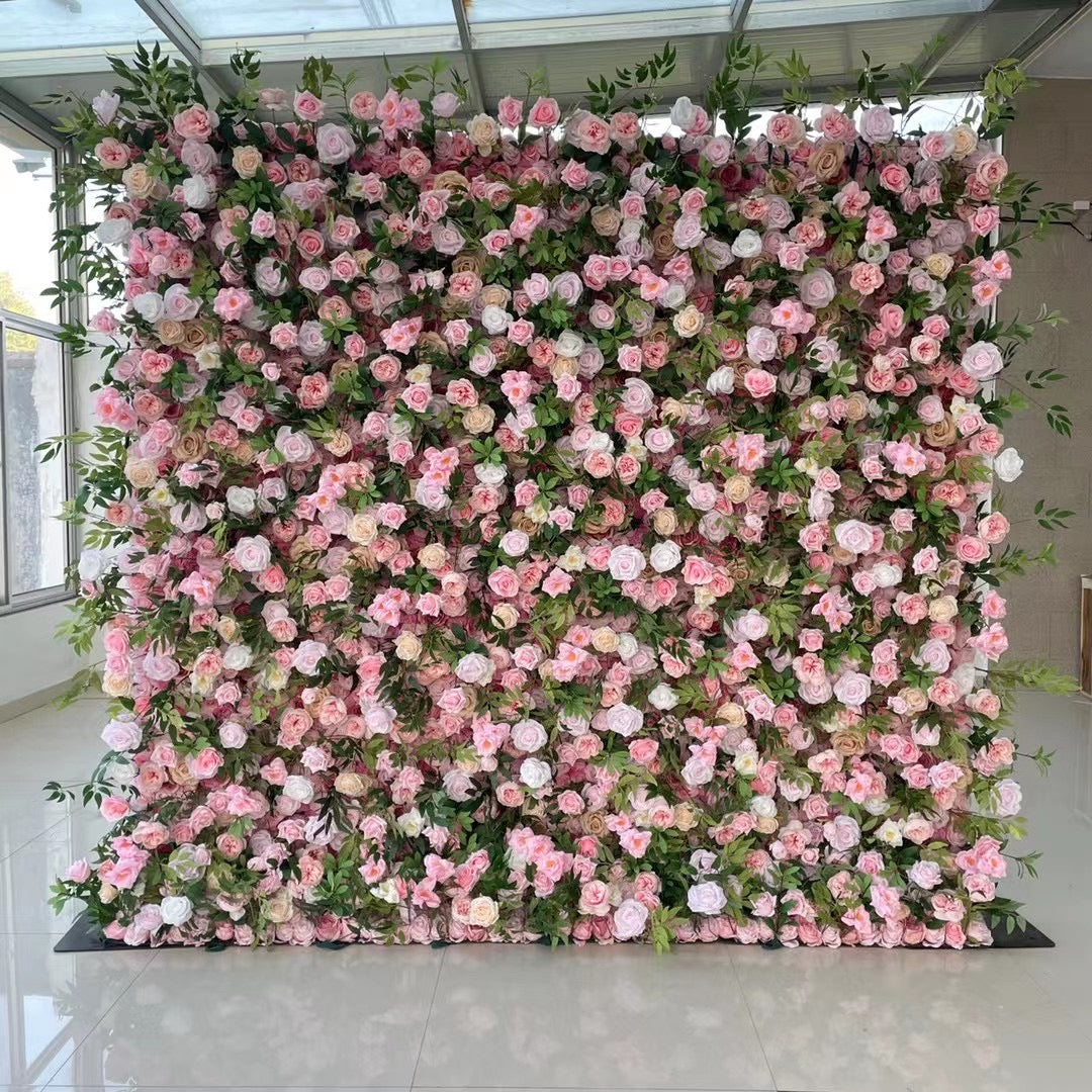 💥BF-SALE: 5D Pink Flower Wall Roll Up Fabric Back#RTW089