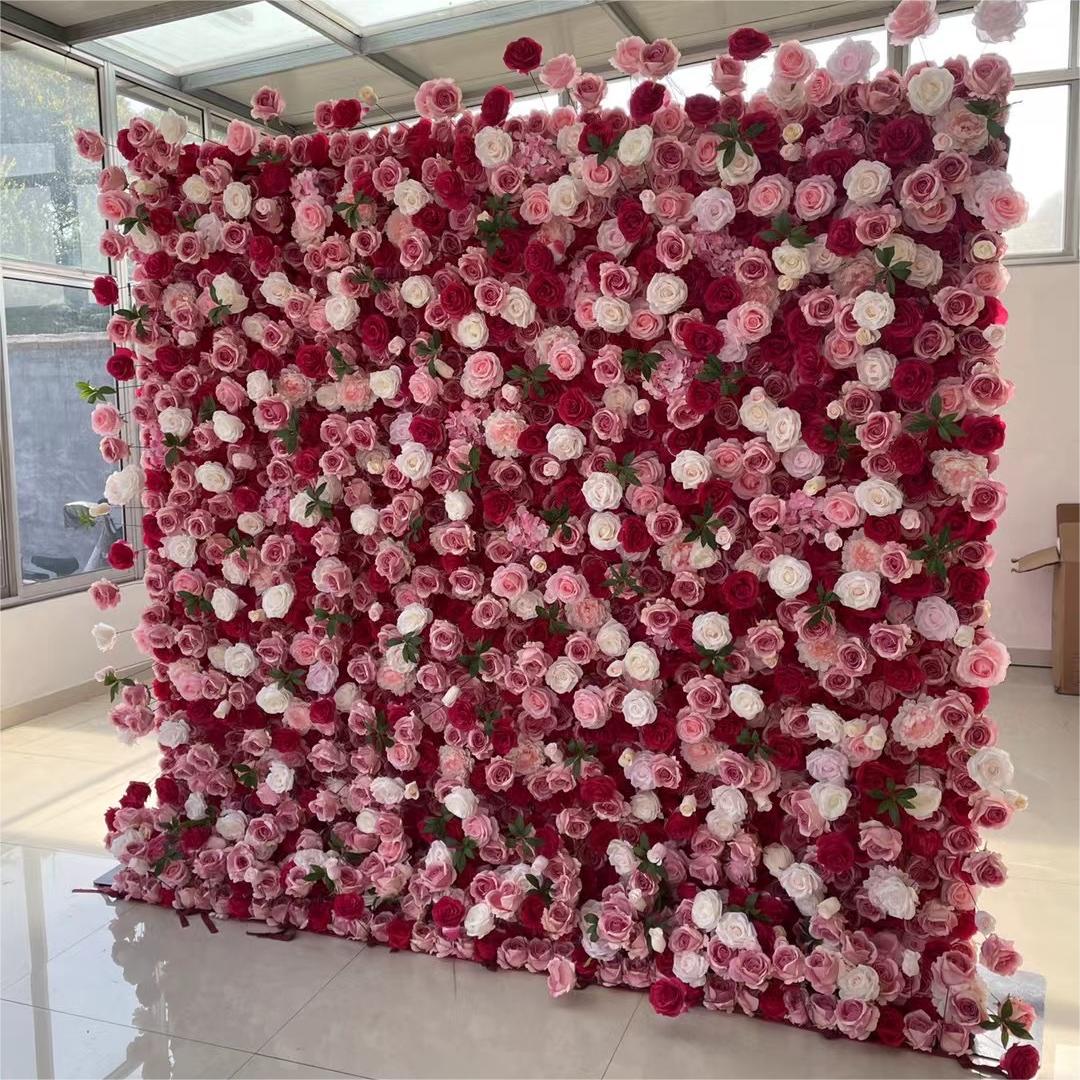 Roseytime 3D Flower Wall Red Pink Roll Up #RTW025