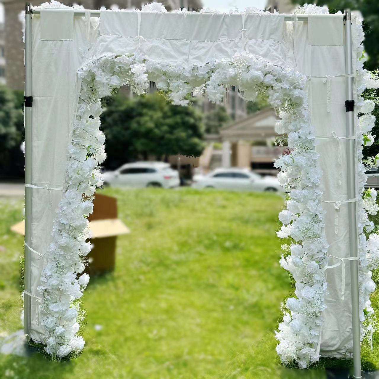 Roseytime Baby's Breath Square Flower Arch Fabric Back #RTA019