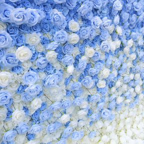 Roseytime 5D Artificial Flower Wall Rolling Up Blue Hanging Flowers Wedding Backdrop Decor for Birthday Event Party