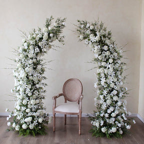 Roseytime Wedding White&Green Flower Pillars Arch with Frame #RTP053