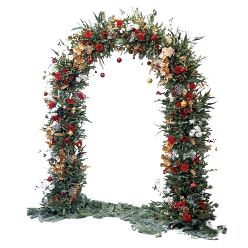 Roseytime Christmas Round Flower Arch Fabric Back#RTA044