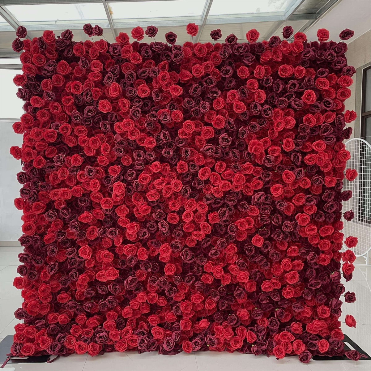 Roseytime 5D Red Rose Flower Wall Roll Up Fabric Back #RTW142