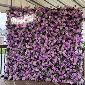 Roseytime 5D Purple Flower Wall Roll Up Fabric Back #RTW097