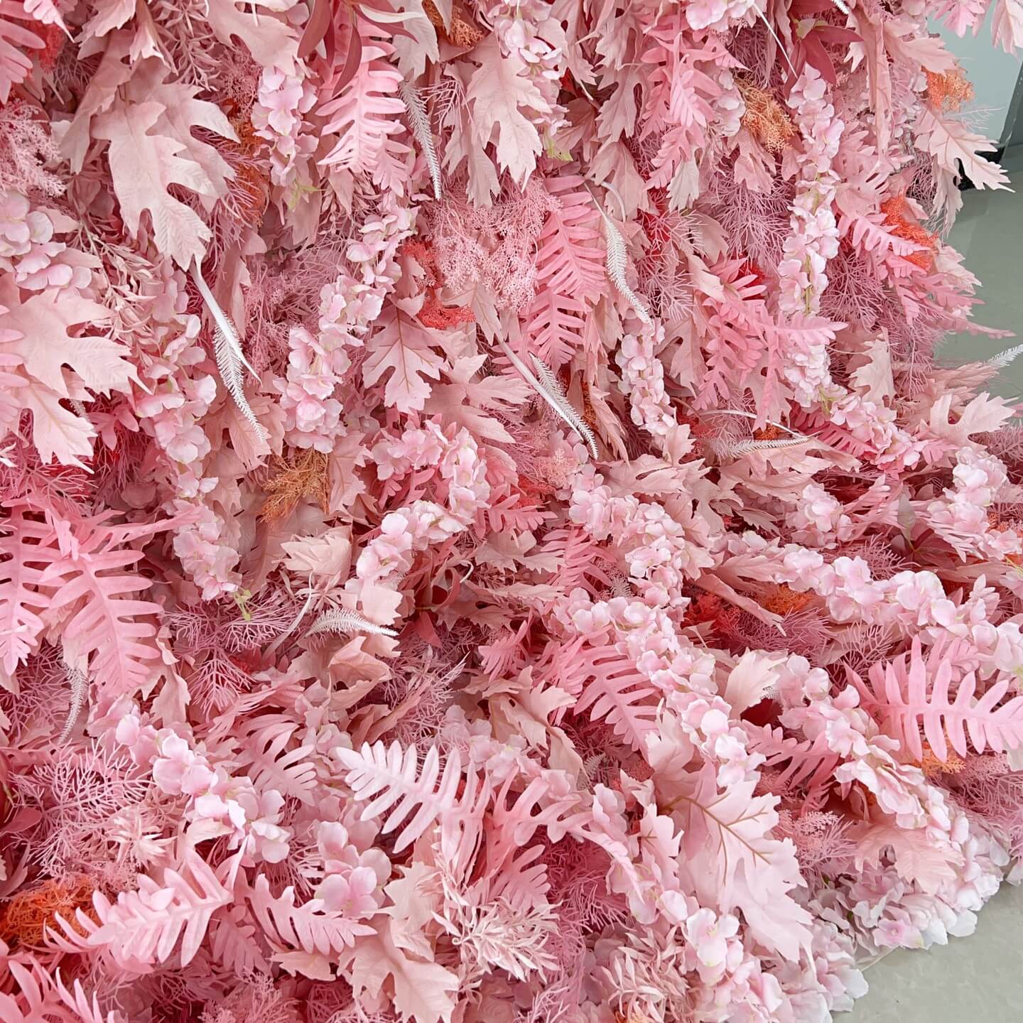 Roseytime 5D Pink Pampas Wall Backdrop Rolling Up Fabric Back #RTW326