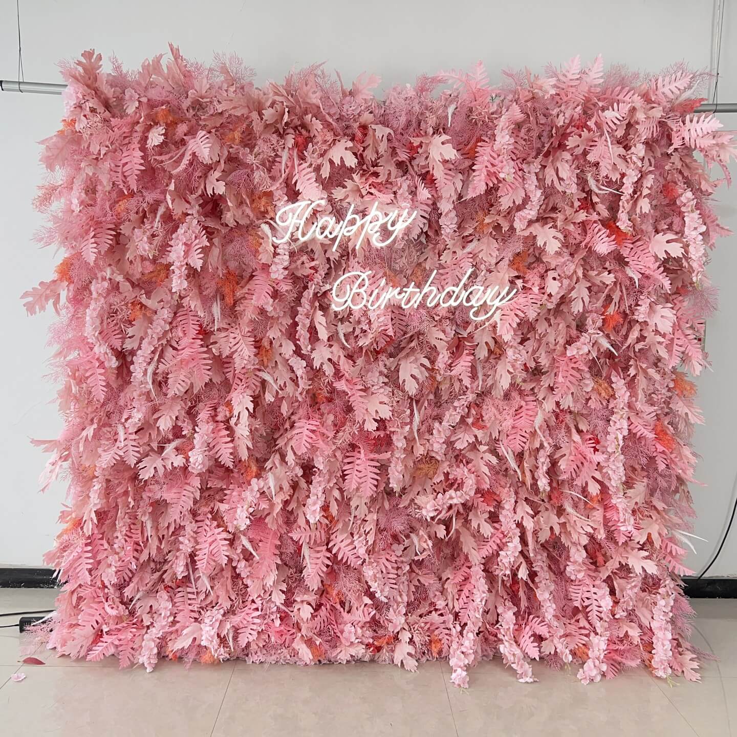 Roseytime 5D Pink Pampas Wall Backdrop Rolling Up Fabric Back #RTW326