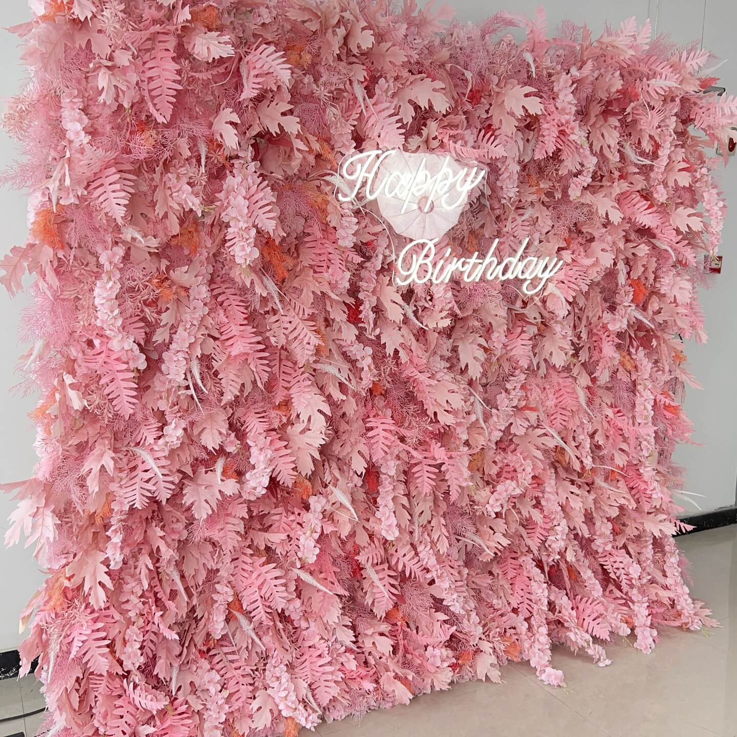 Roseytime 5D Pink Pampas Wall Backdrop Rolling Up Fabric Back #RTW326