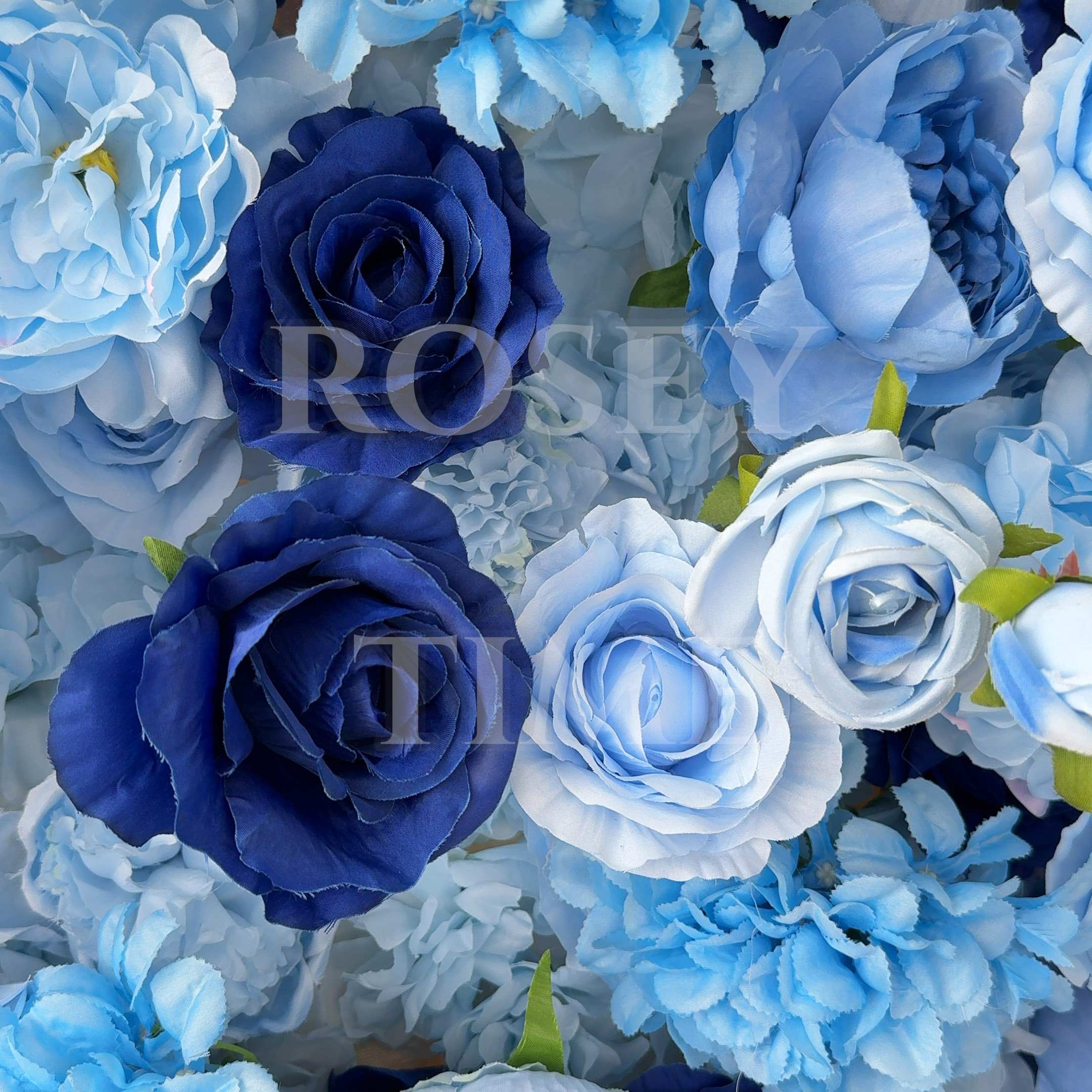 Roseytime 5D Blue Flower Wall Roll Up Fabric Back #RTW364