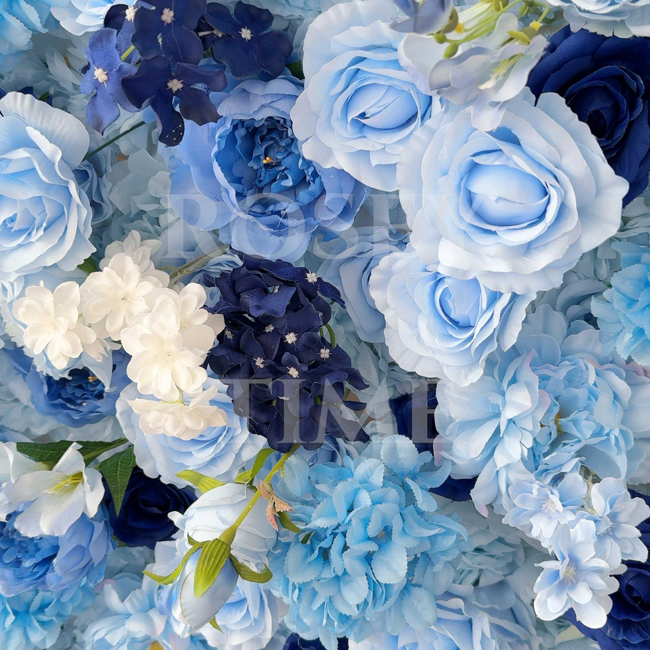 Roseytime 5D Blue Flower Wall Roll Up Fabric Back #RTW364