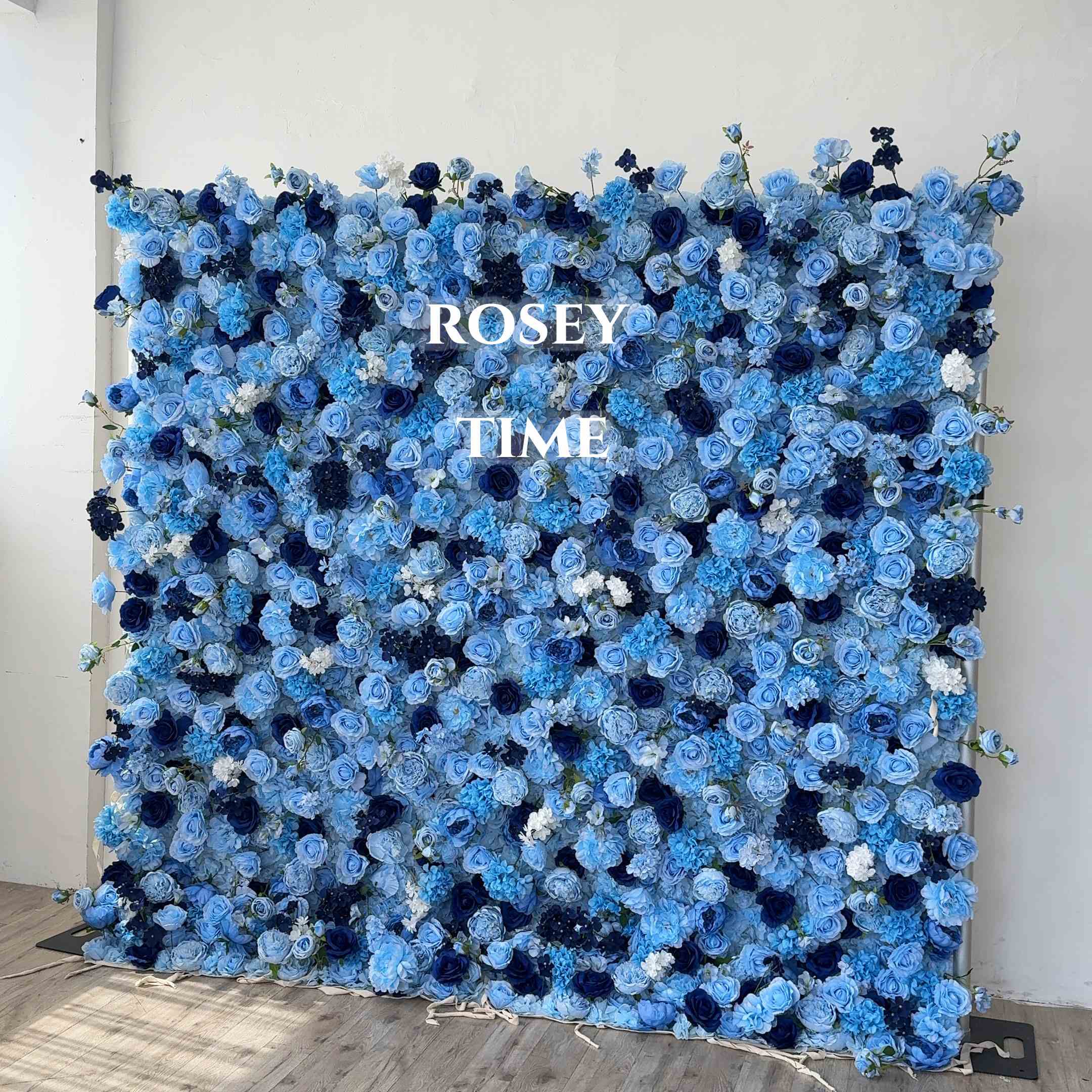 Roseytime 5D Blue Flower Wall Roll Up Fabric Back #RTW364