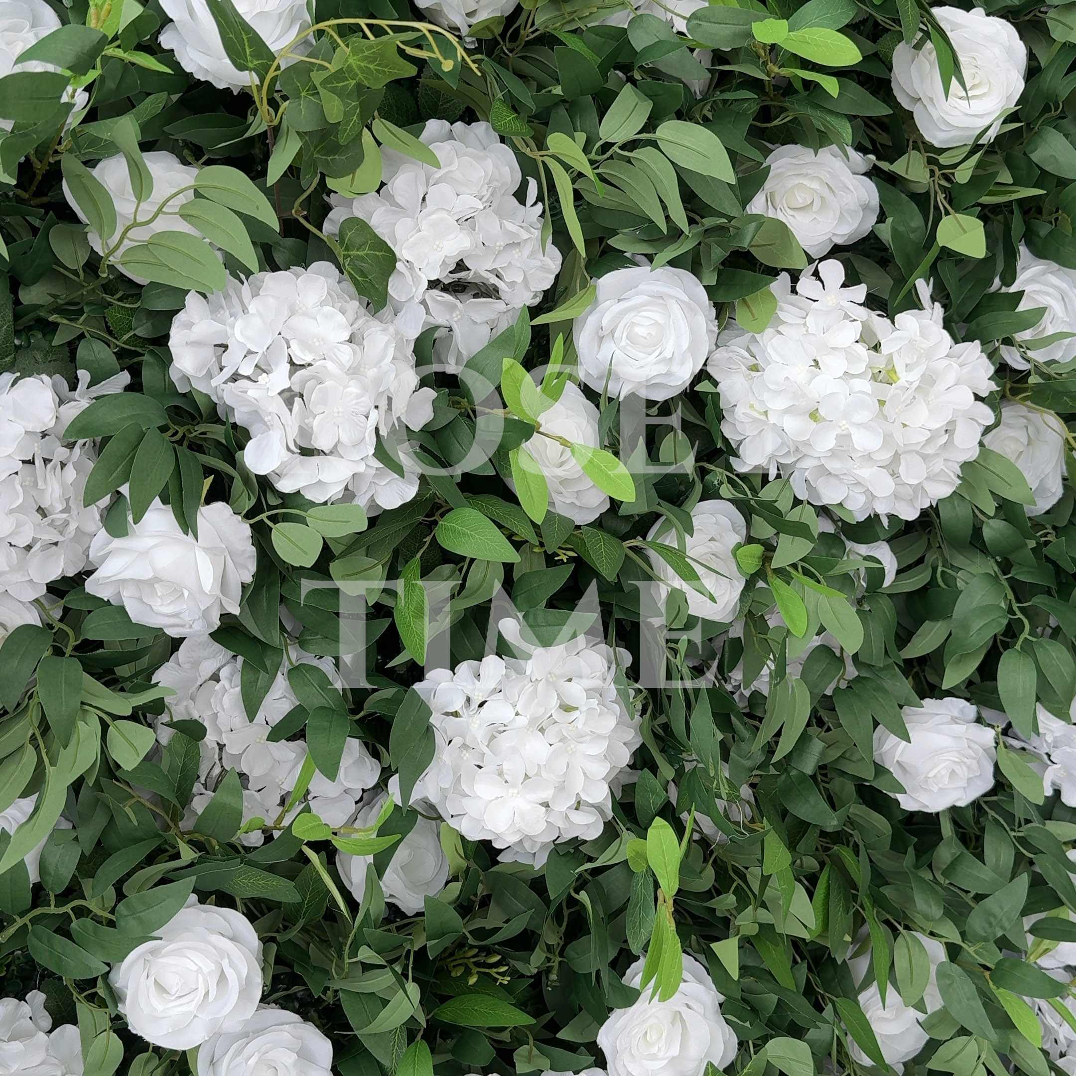 Roseytime White&Green Flower Wall Roll Up Fabric Back #RTW197