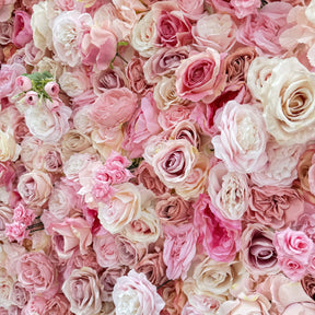 Roseytime 3D Pink Flower Wall Backdrop Fabric Back #RTW214