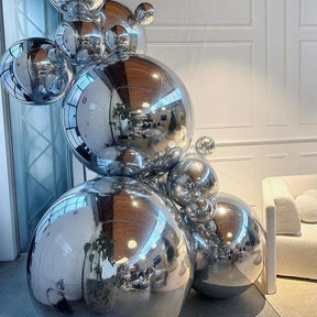 Roseytime Silver Big Shiny Inflatable Ball Reusable Giant Balloon Set