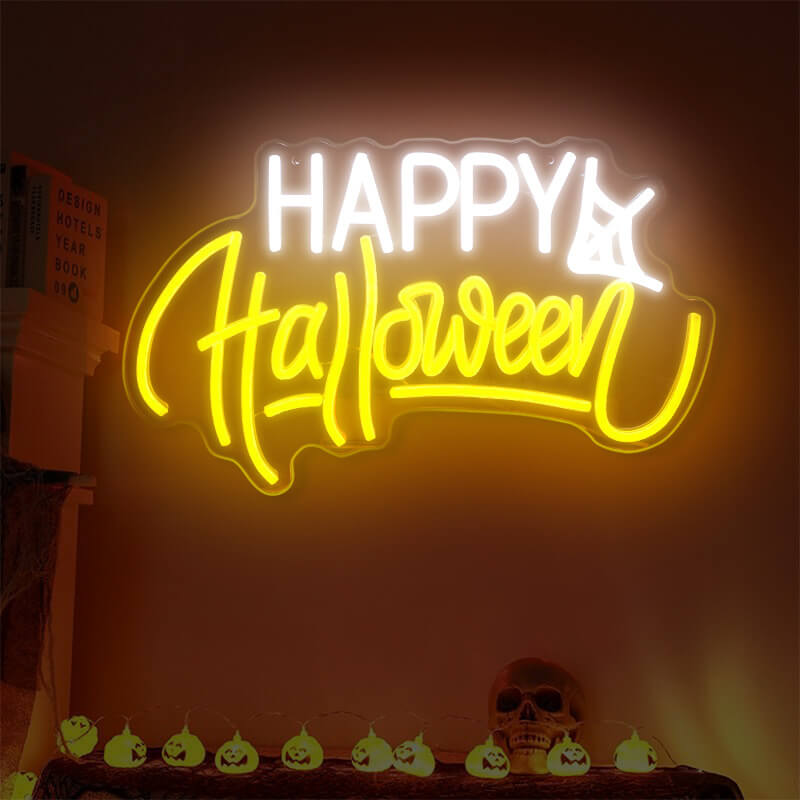 Roseytime "Happy Halloween " Neon Signs 16.7" x 10.3"