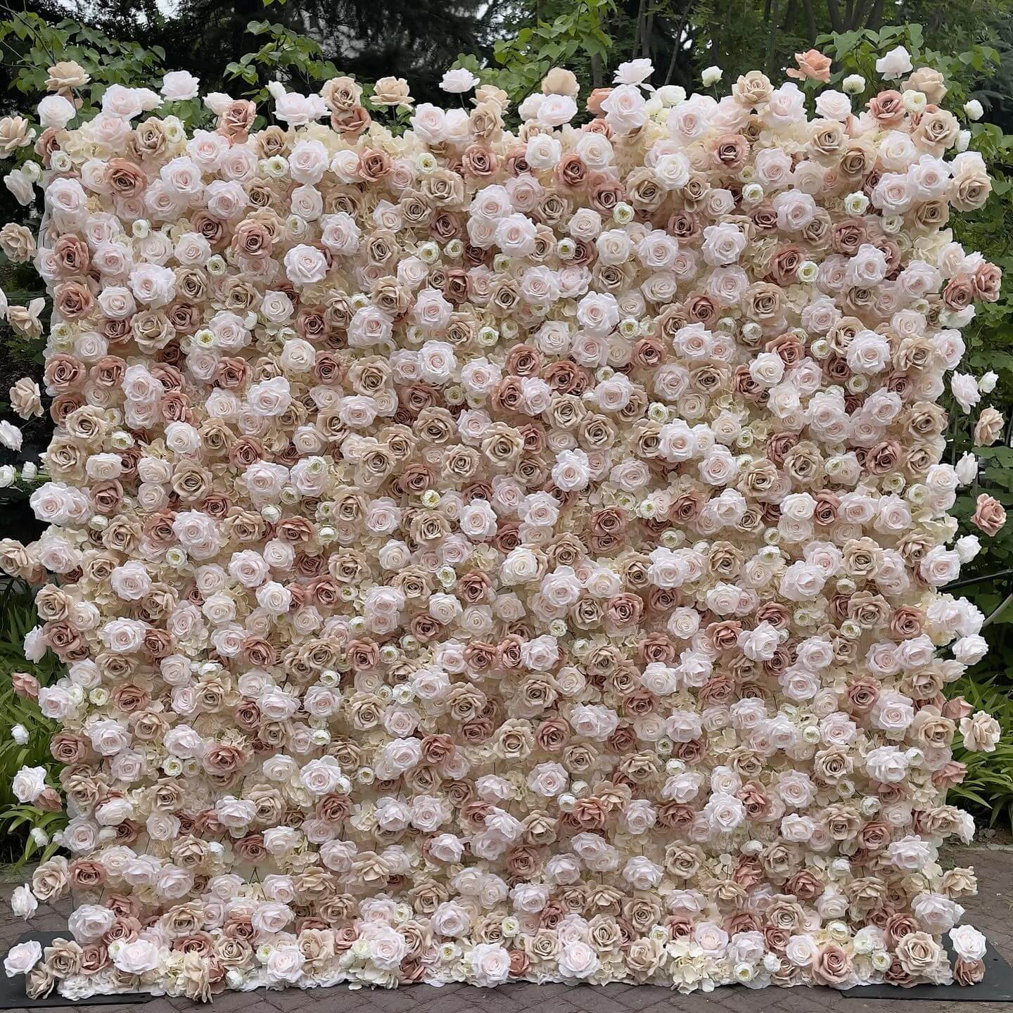 Roseytime 5D Brown Artificial Flower Wall Roll Up Fabric Back #RTW279