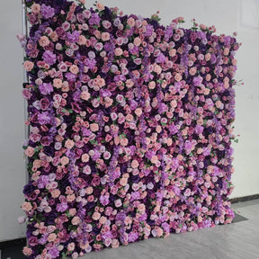 Roseytime 5D Purple Flower Wall Roll Up Fabric Back #RTW095