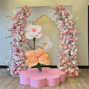 RoseyTime Floral Pillars Arch White Pink with Frame #RTP010