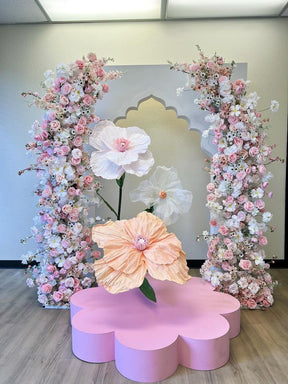 RoseyTime Floral Pillars Arch White Pink with Frame #RTP010