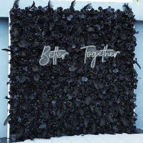 Roseytime Artificial Flower Wall Rolling Up Black Hanging Flowers Wedding Backdrop Decor for Birthday Event Party