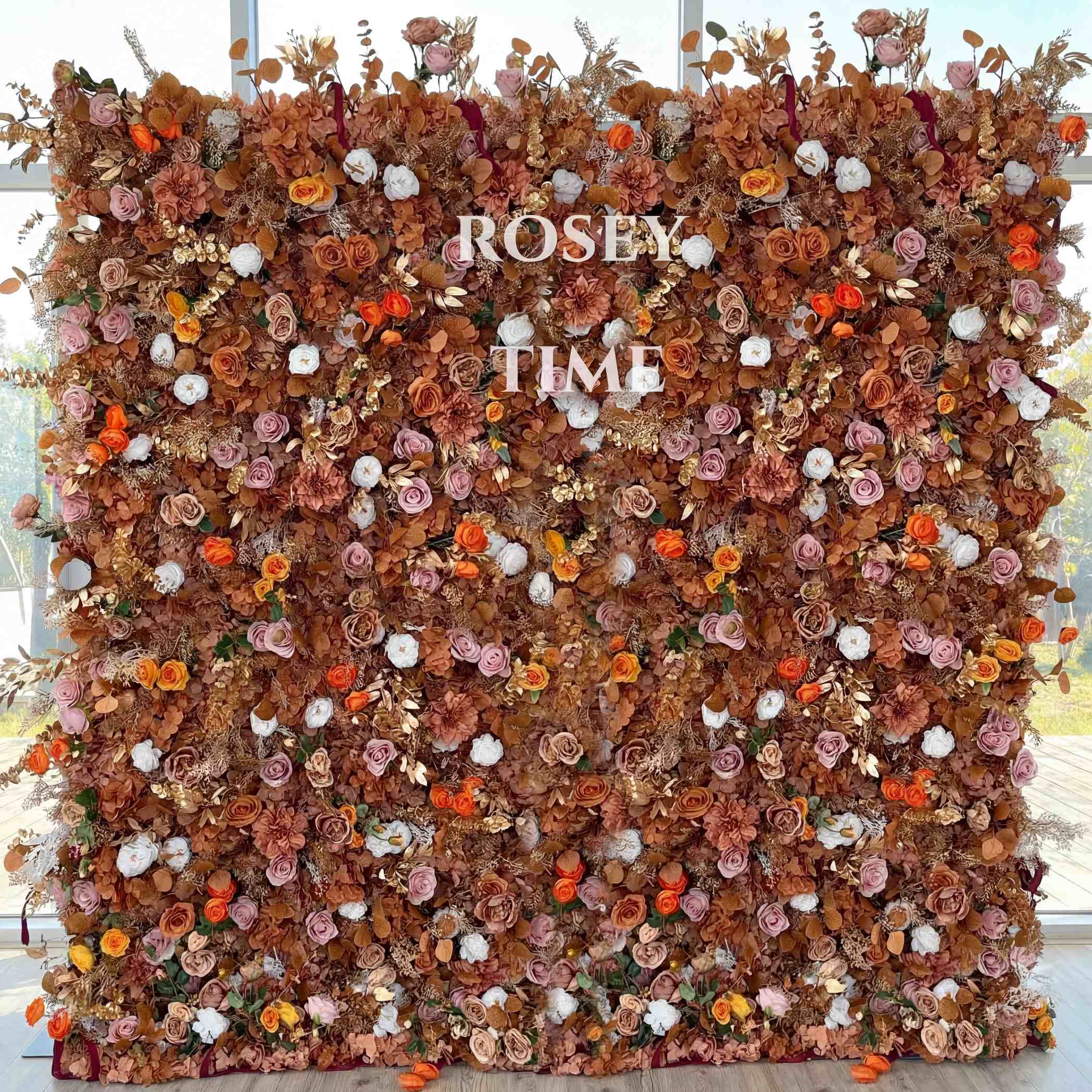 Roseytime 5D Brown Pampas Flower Wall Roll Up Fabric Back #RTW125