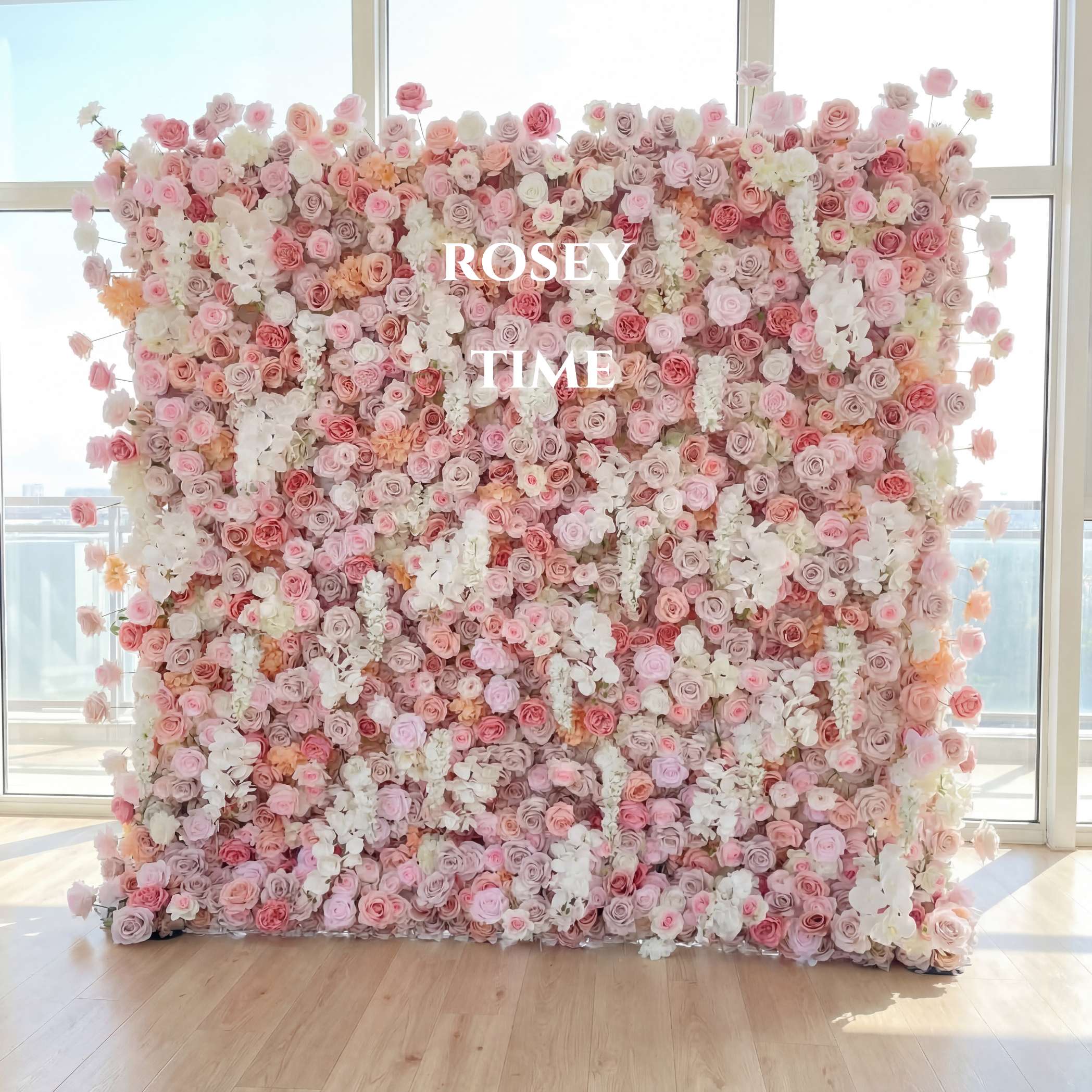 Roseytime 5D Pink Flower Wall Roll Up Fabric Back #RTW004