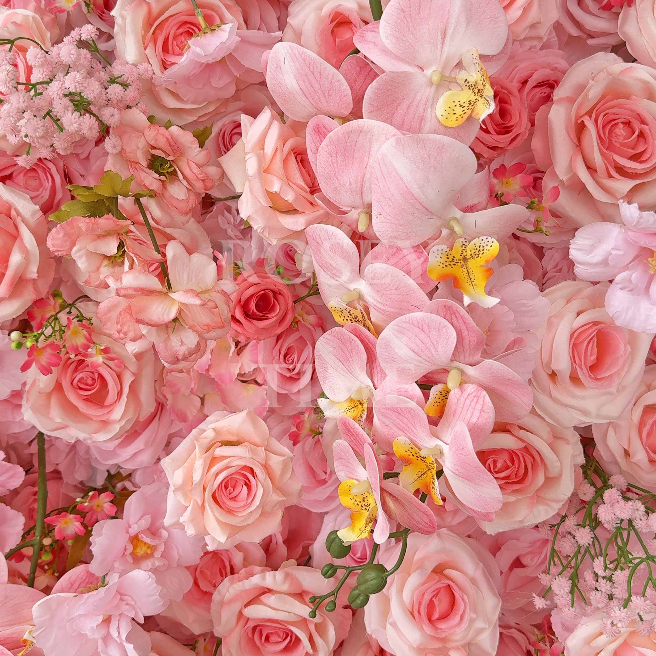 Roseytime 5D Pink Flower Wall Roll Up Fabric Back #RTW133