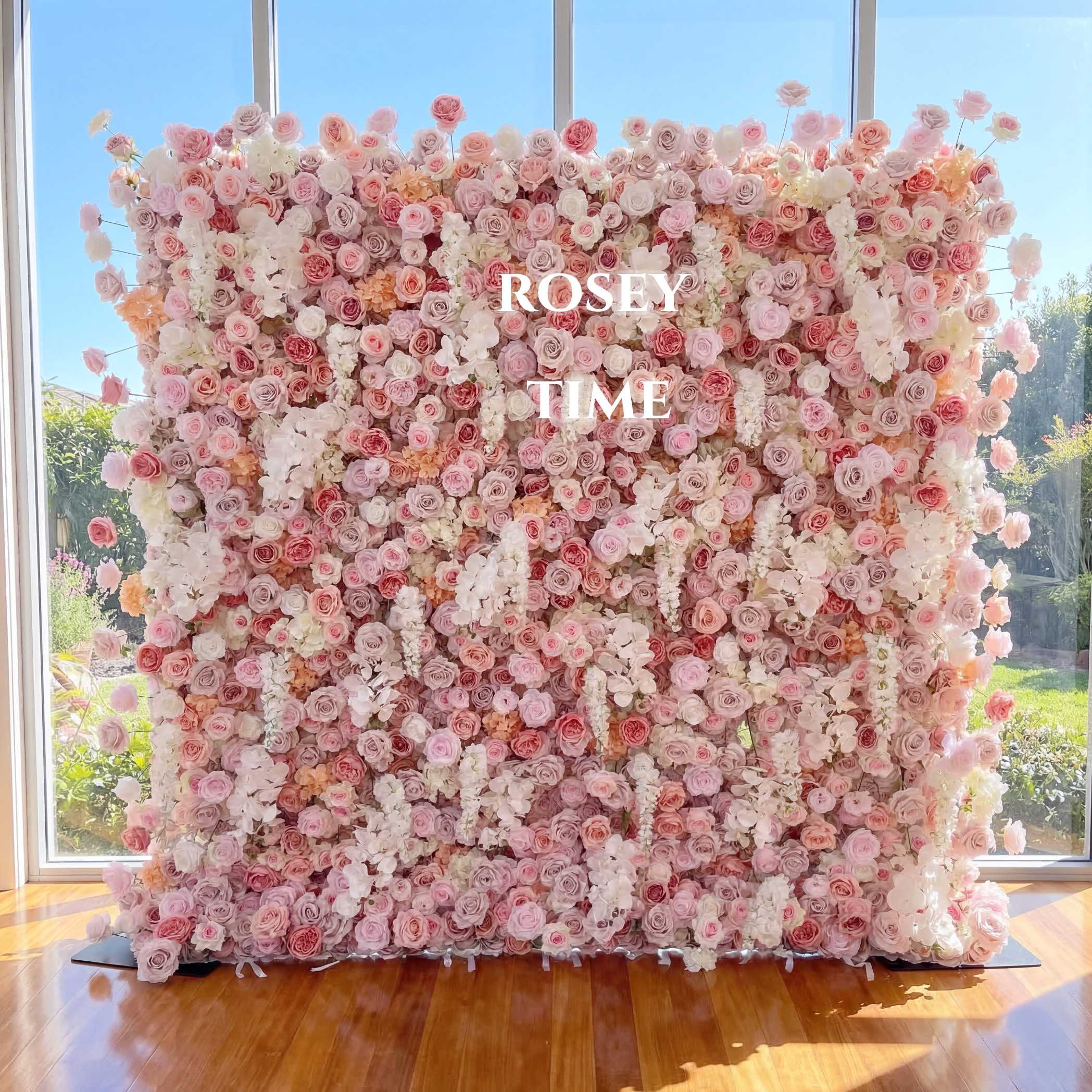 Roseytime 5D Pink Flower Wall Roll Up Fabric Back #RTW004