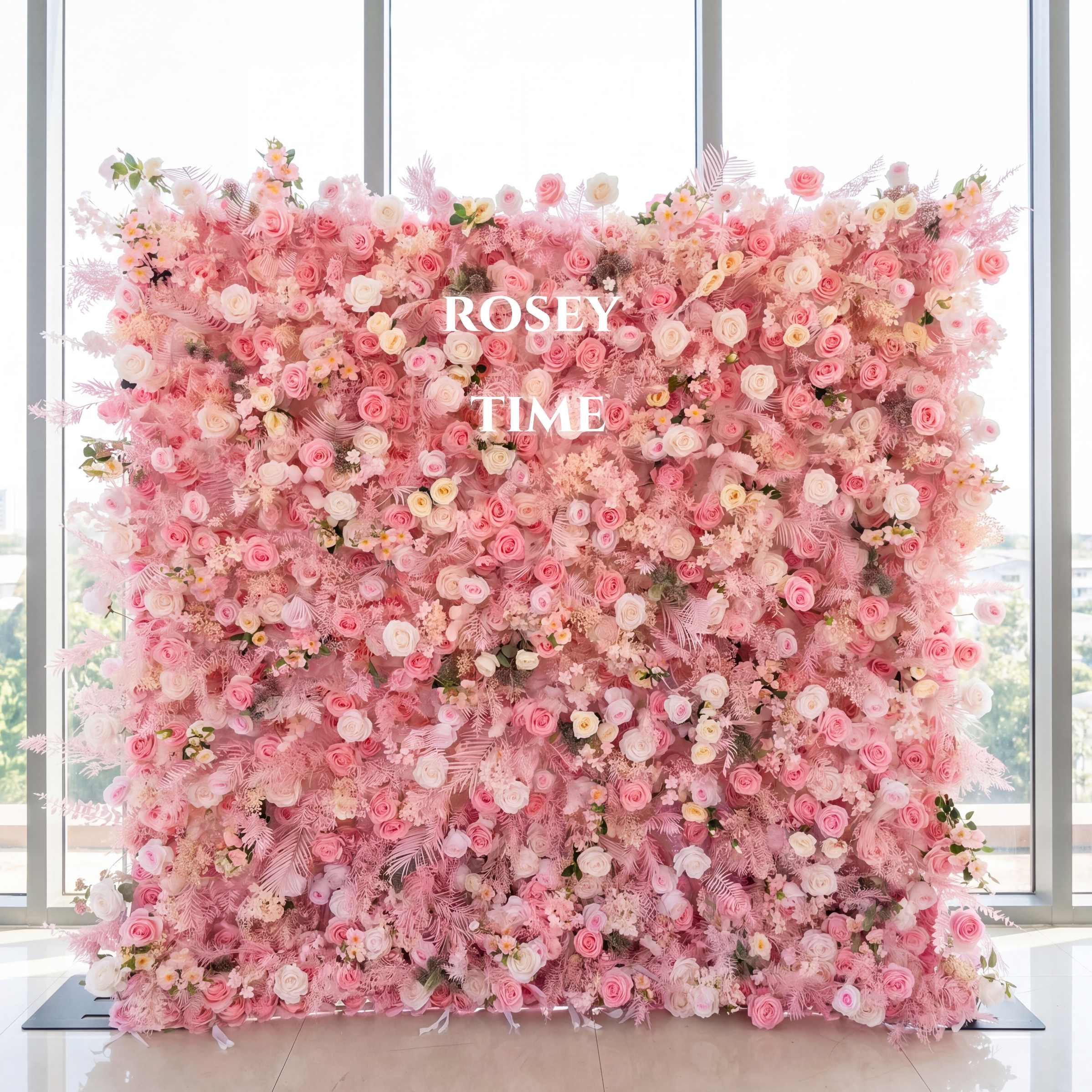 Roseytime 5D Pink Flower Wall Roll Up Fabric Back #RTW047
