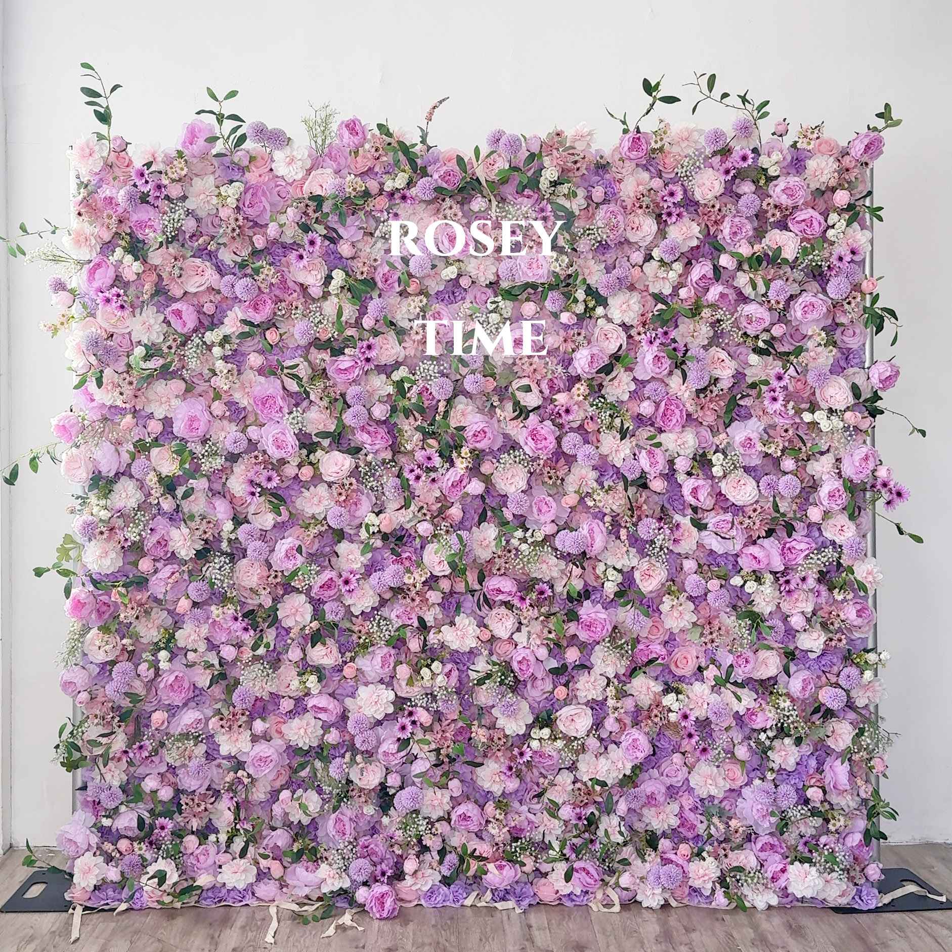 Roseytime 5D Purple Flower Wall Roll Up Fabric Back #RTW029