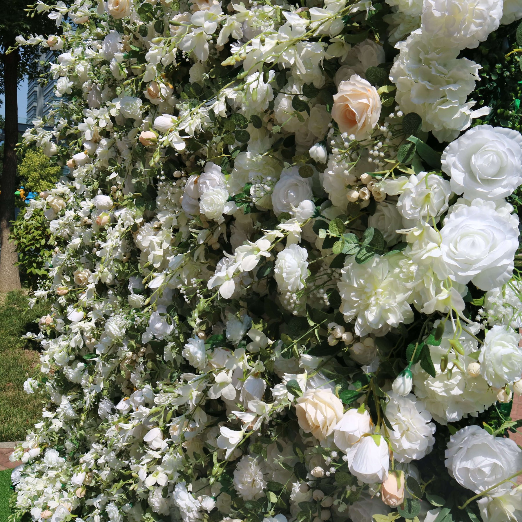 💥BF SALE: 5D White&Green Artificial Flower Wall #RTW034