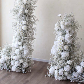 Roseytime Wedding White Baby's Breath Flower Pillars Set with Frame #RTP054