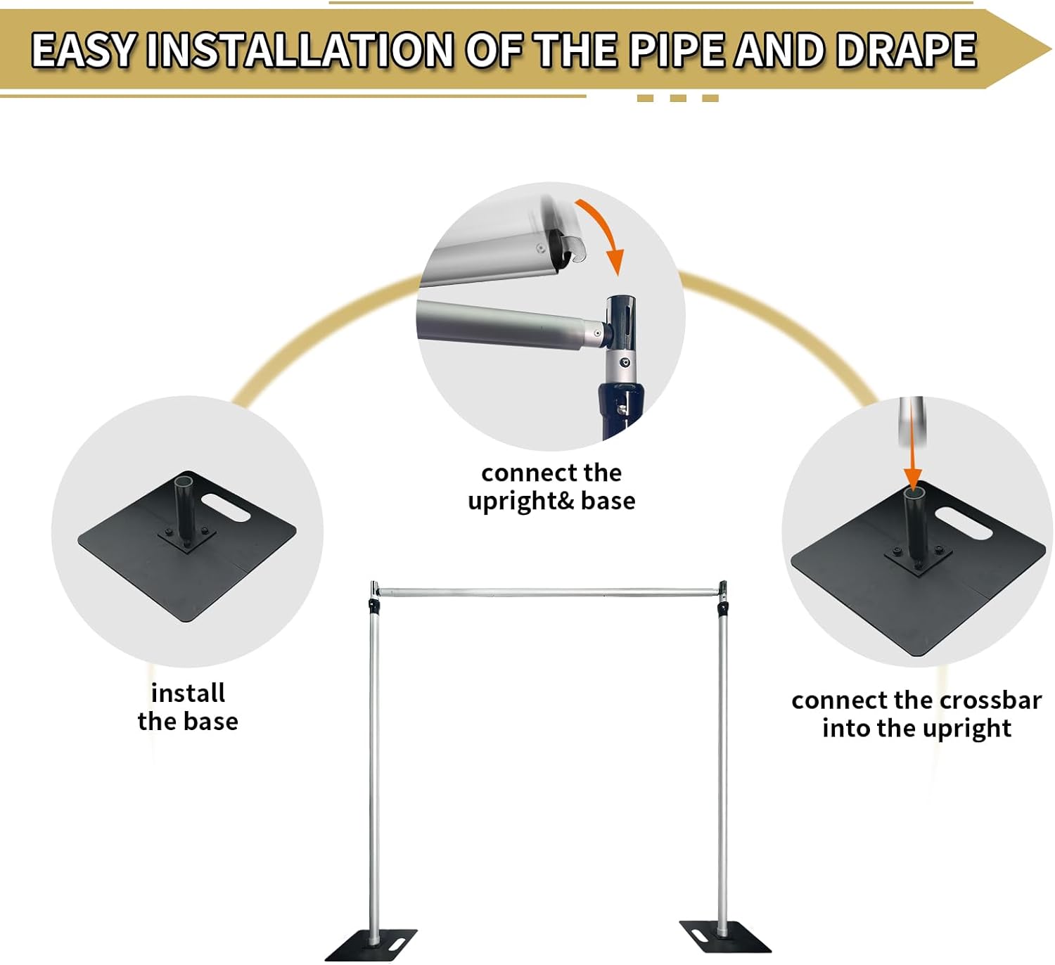 Roseytime Adjustable Frames Heavy Duty Pipe And Drape Stand for Flower Wall Backdrop