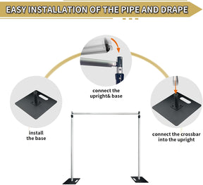 Roseytime Heavy Duty Max 10' Tall x Max 20' Wide Adjustable Extended Frames Pipe And Drape Stand for Drapes