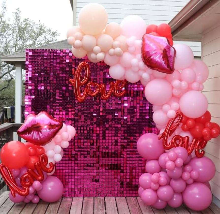 Roseytime Hot Pink Sequin Shimmer Wall Backdrop