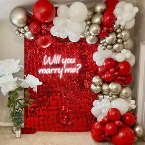 Roseytime Red Sequin Shimmer Wall Backdrop