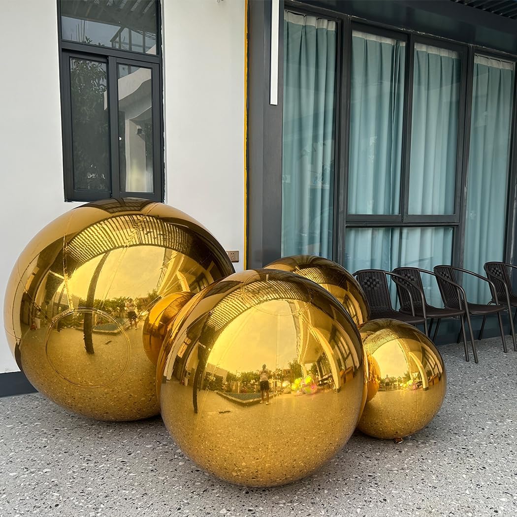 Roseytime Gold Big Shiny Inflatable Ball Reusable Giant Balloon Set