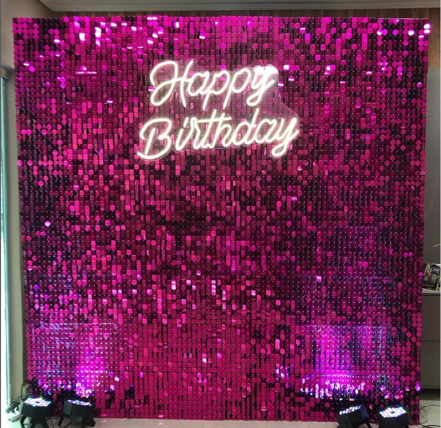 Roseytime Hot Pink Sequin Shimmer Wall Backdrop