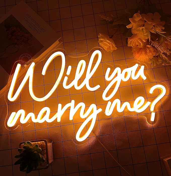 Roseytime "Will you marry me?" Neon Signs 15.75"X9.25"