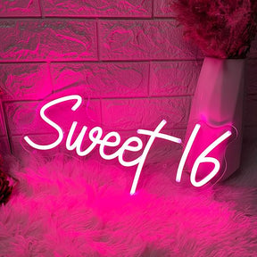 Roseytime "Sweet 16" Neon Signs 15.7" x 6.7"