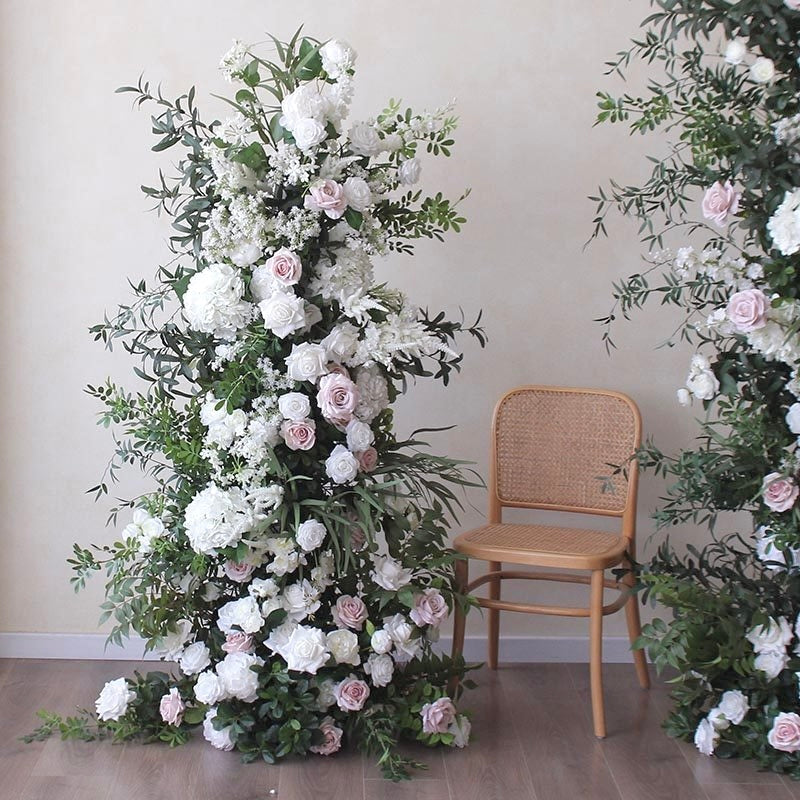 Roseytime Wedding White Pink Flower Pillars with Frame #RTP056