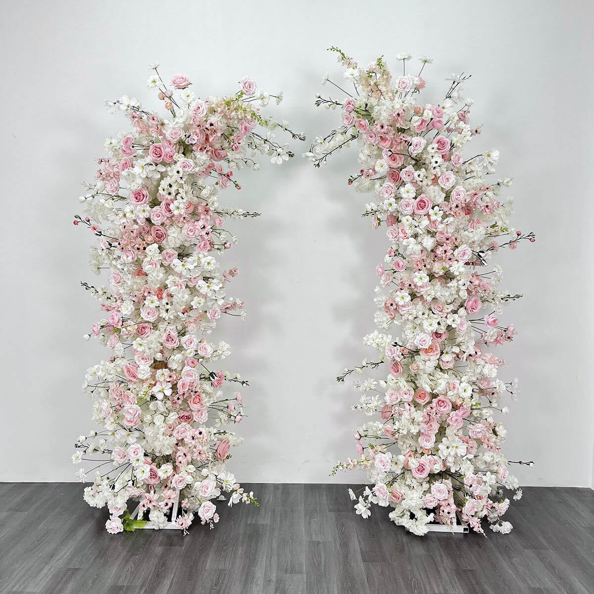 RoseyTime Floral Pillars Arch White Pink with Frame #RTP010