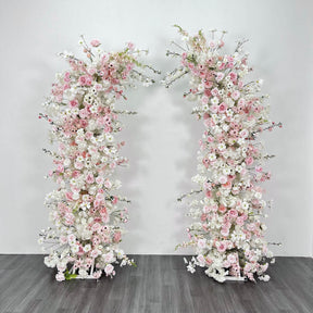 RoseyTime Floral Pillars Arch White Pink with Frame #RTP010