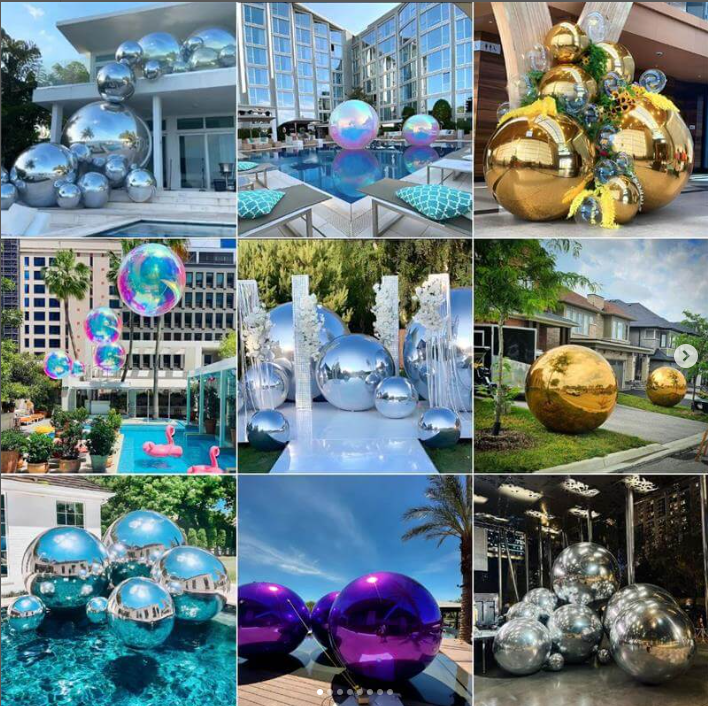 Roseytime Teal Blue Big Shiny Inflatable Ball Reusable Giant Balloon Set