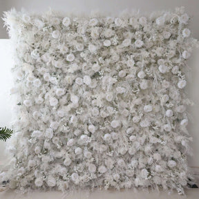 Roseytime 5D White Pampas Flower Wall Roll Up Fabric Back #RTW270