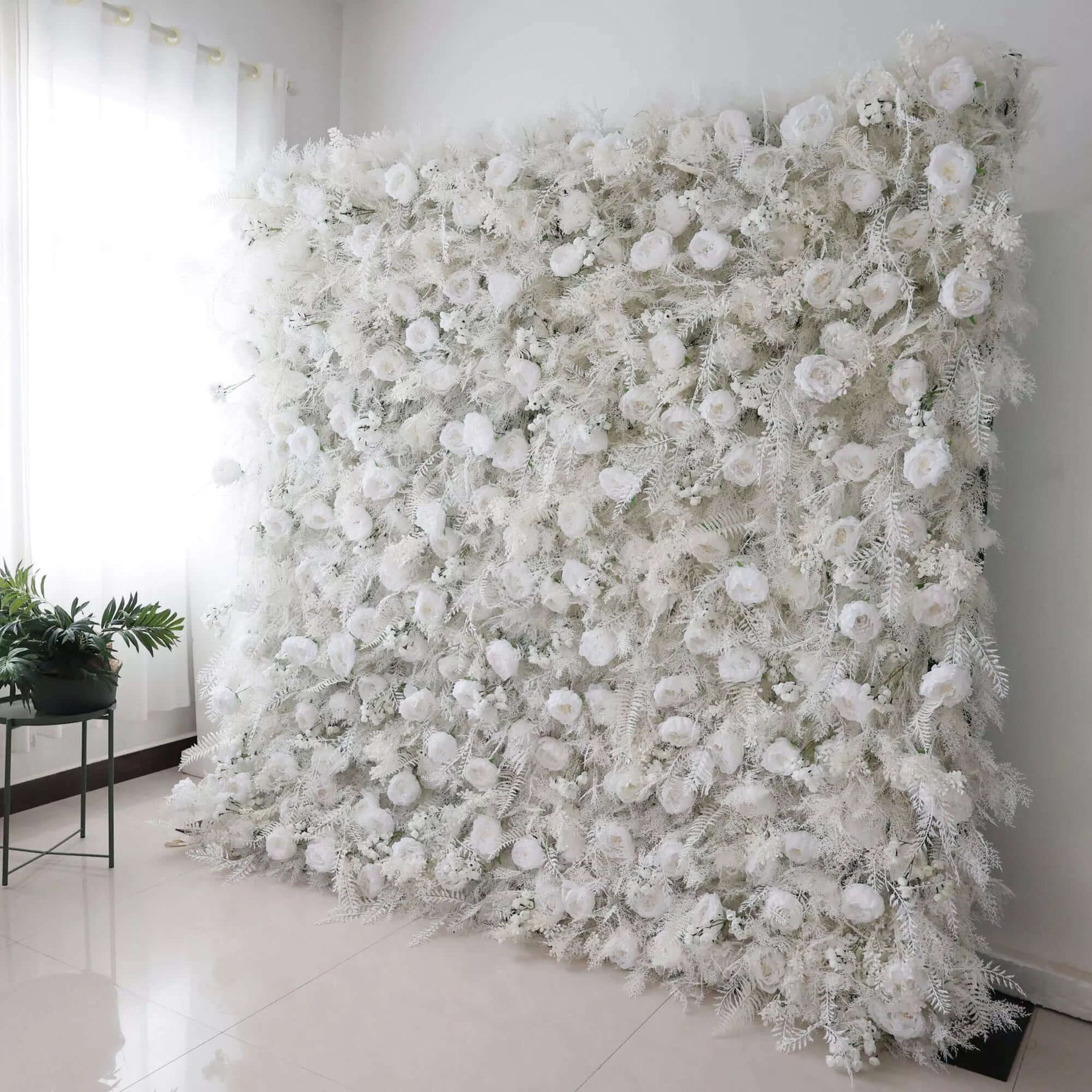 Roseytime 5D White Pampas Flower Wall Roll Up Fabric Back #RTW270