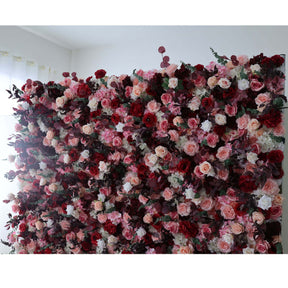 Roseytime 5D Red&Pink Flower Wall Roll Up Fabric Back #RTW264