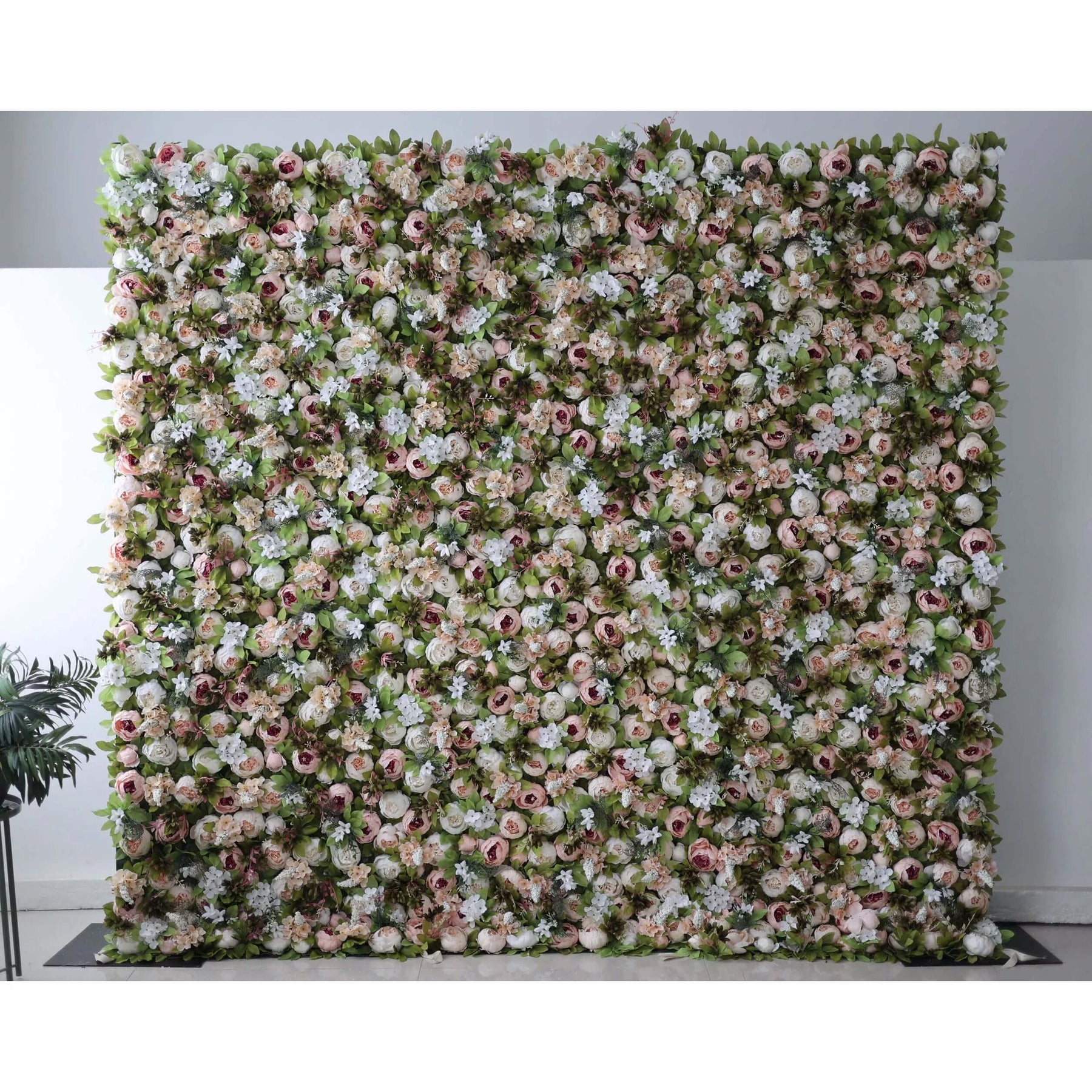 Roseytime 3D White&Green Flower Wall Roll Up Fabric Back #RTW271